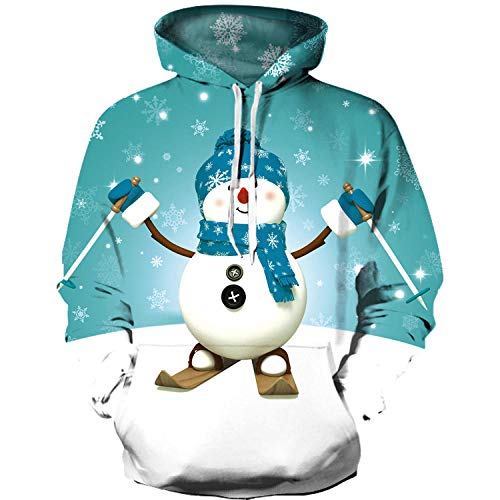 Suéter Impreso En 3D,Unisex Sudadera Casual 3D Impreso En Azul El Muñeco De Nieve Hoodie Sweatshirt Sudadera Con Capucha Con Bolsillos Par Camisa-Yx0115-Baseball Uniforme Top Coat Para Estudiantes-L