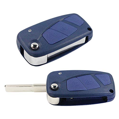 takestop® Carcasa de Llave Mando a Distancia 3 Botones Azul Fiat Punto Stilo Panda dobló 500 600 ducado Bravo Idea Lanza Coche armazón Recambio Sin Logo