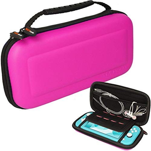 TECHGEAR Switch Lite Carcasa - Funda Dura Protectora de Viaje y Llevar para Nintendo Switch Lite + Ranura para 8 Tarjetas de Juego + Accesorios [Rosado]