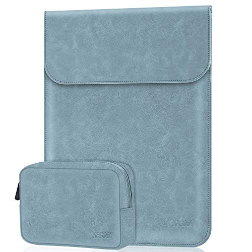 TECOOL Funda 13-13.3 Pulgadas Ordenador Portátil, Funda de Accesorios Cuero Bolsa Sleeve para 2010-2017 Macbook Air 13,Macbook Pro 13 A1425/A1502,Huawei Matebook D 14,13.5" Surface Laptop 3, Haze Azul