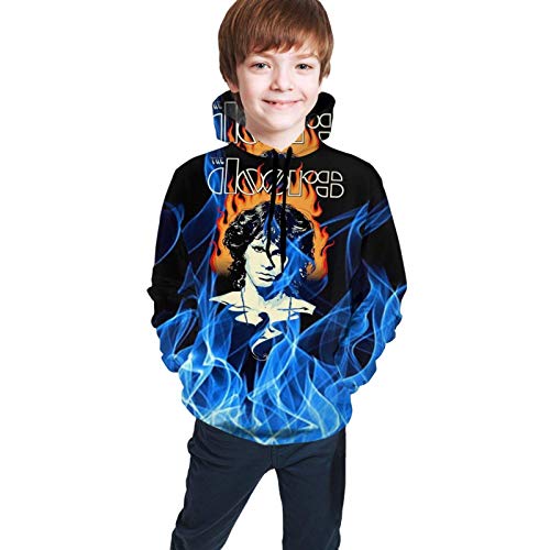 Teen Hip-Hop Sudadera con Capucha Impresa en 3D con Bolsillo Top Casual Negro Jim-Morrison XL