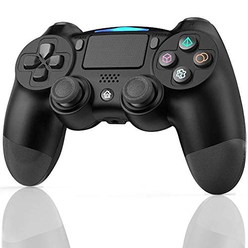 TUTUO Mando para PS4, Wireless Bluetooth Controlador Joystick Gamepad con Vibración Dual/Turbo/Puerto de Audio/Pantalla LED Mando inalámbrico para Playstation 4/Pro/Slim/PC