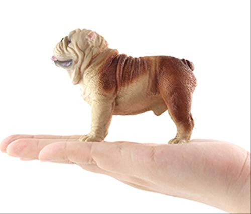 tytuoling Perro Artificial De Los Niños De Plástico Sólido Modelo Animal Negro Y Blanco Bully Dog Toy Shar Pei Decoración De Resina 10.5X5X7.5Cm 143G