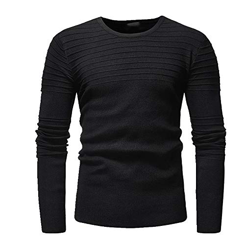 U/A Color Sólido Rayas plisadas Jersey Negro Negro ( XXL