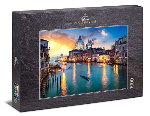 Ulmer Puzzleschmiede - Puzzle Venecia - Puzzle de 1000 Piezas - Atardecer sobre el Gran Canal de Venecia