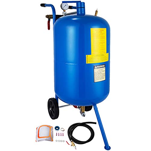 VEVOR Máquina de Chorro de Arena, Presión de Funcionamiento 60-125 psi Acero Chorro de Arena Móvil, 4 Boquillas de Cerámica 2 Ruedas Chorreadora de Arena para Eliminar Pintura u Óxido (75L)