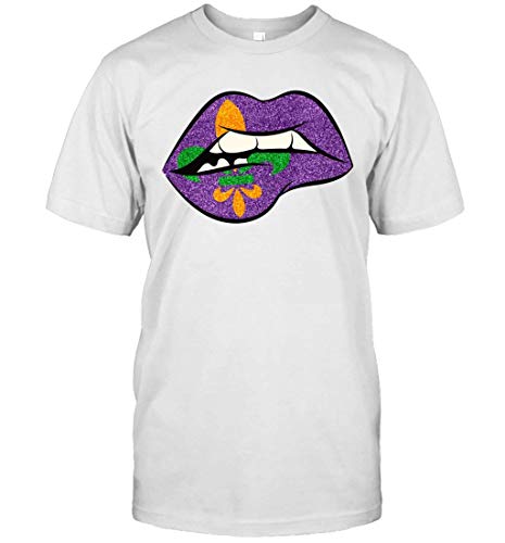 Vinsaco Mardi Gras Lips Fleur De Lis for Fat Tuesday Parade Camiseta