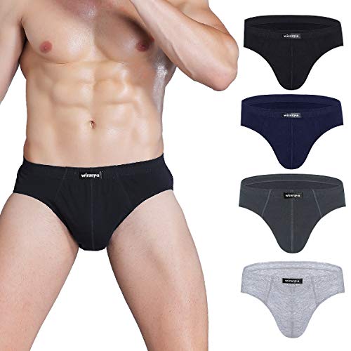 wirarpa Calzoncillos Hombres Slips 100% Algodón Transpirables Cómodos Pack de 4 Multicolor Talla L