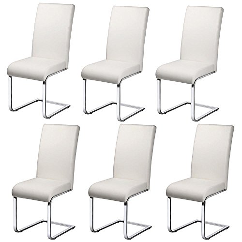 Yaheetech Set de 6 Taburete de Comedor Silla para Cocina Oficina Conferencia Juego de Mueble MAX Carga 135 KG Blanco