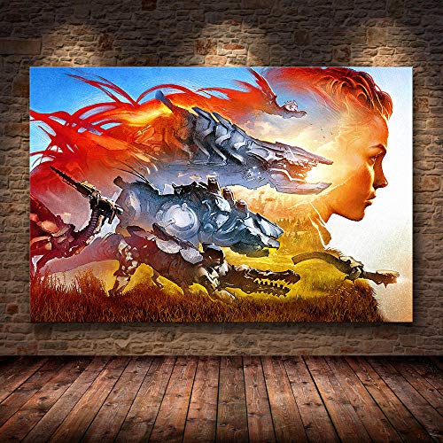 yiyiyaya Impresiones de Arte sin Marco Sunrise Impresiones de Lienzo Horizon Zero Dawn Game Works 50cmX75cm (No_Frame) _15