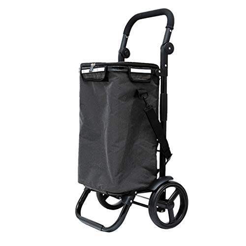 Yxsd Carritos de la compra Carrito De Ruedas Carrito Negro De Gran Capacidad Peso Ligero Plegable 2 Ruedas (Color : Black Black Tube)