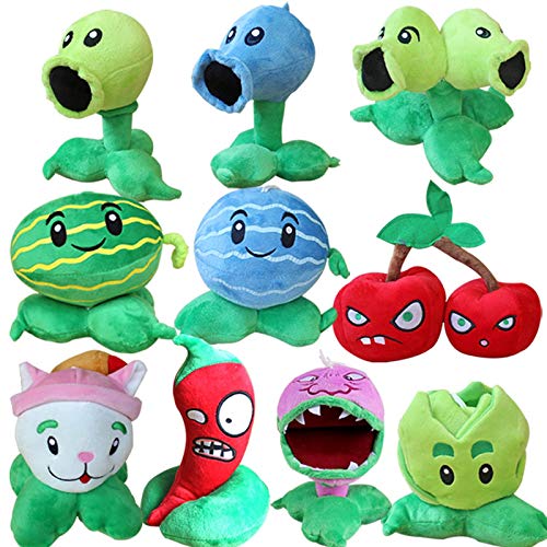 Yzoncd 10 Unids / Lote Plants Vs Zombies Peashooter Chomper Repollo Cattail Peluches De Peluche De 18 Cm, PVZ Plants Muñeco De Peluche Suave para Regalos De Niños