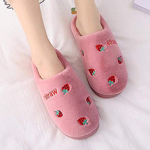 Zapatillas De Estar Dormitorio Zapatillas De Mujer Frutas De Dibujos Animados Fresa Felpa Inicio Diapositivas De Piel De Algodón Zapatos Cálidos De Invierno Mujer Hombre Amant Entrega Rápida Gratuita