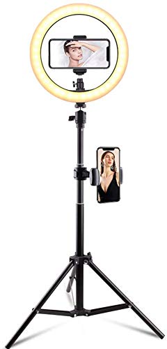 ZHENG Anillo de LluzSoporte para trípode Soporte para teléfono Lámparas LED para el Cuidado de la Vista 3 Modos de iluminación Escritorio Maquillaje Selfie con Control Remoto BluetoothZHENG