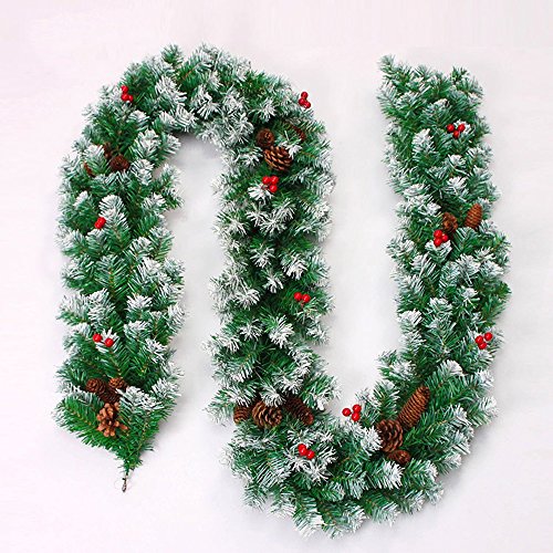 ZHongWei - Corona de Navidad Ratán de Navidad - Cono de Pino Copo de Nieve Simulación Decoración navideña Puerta de ratán Longitud de la Puerta 270 Cm Ancho 25 Cm Arboles de Navidad (Color : Green)