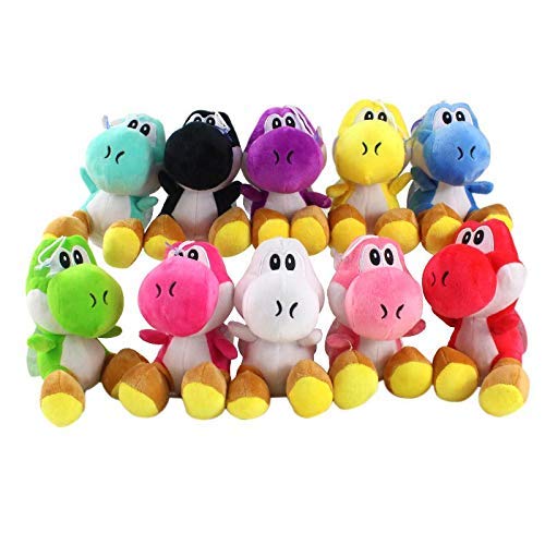 ZHTY Super Mary Juguete Set 17cm 10 unids Super Mario Bros Peluche Muñeca Sentado Yoshi Peluche Toys Yoshi Soft Stuffed Toy Kids Brinquedos para Regalos De Cumpleaños Song