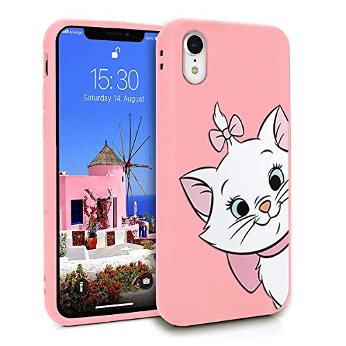 ZhuoFan Funda iPhone XR, Cárcasa Silicona Rosa con Dibujos Diseño Suave Gel TPU Antigolpes de Protector Piel Case Cover Bumper Fundas para Movil Apple iPhoneXR, Gato 01