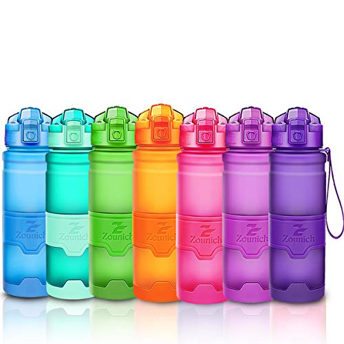 ZOUNICH Botella Agua Deporte Botellas Agua Niños sin BPA, Reutilizable Tritan Plástico Ecologica con Filtro, 400ml/500ml700ml/1l, Cantimploras para Gimnasio, Bicicleta, Colegio, Oficina, Viajes