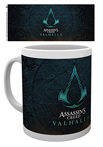 1art1 Assassin'S Creed, Valhalla, Logo Taza Foto (9x8 cm) Y 1x Pegatina Sorpresa