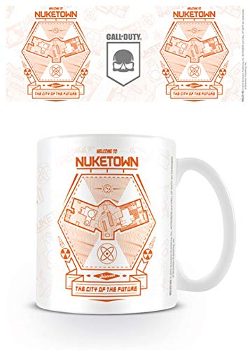 1art1 Call of Duty, Nuketown Map Taza Foto (9x8 cm) Y 1x Pegatina Sorpresa