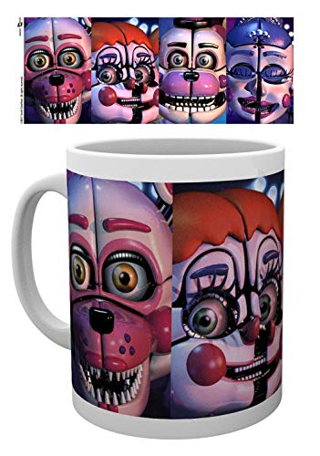 1art1 Five Nights at Freddy'S, Sister Location Faces Taza Foto (9x8 cm) Y 1x Taza Sorpresa