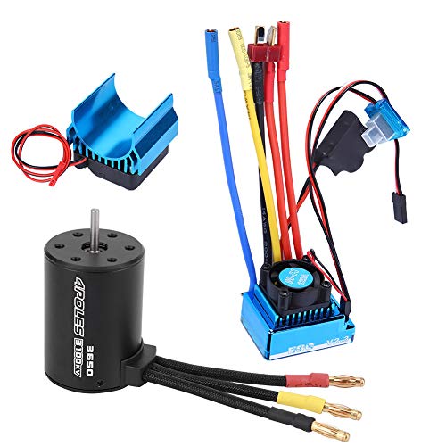 3650 Motor y ESC, 1/10 RC Car Accesorio 3100KV Motor 45A/60A/80A/120A ESC sin escobillas + Kit de combinación de disipador de Calor(120A)