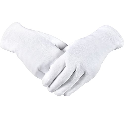 4 Pares de Guantes de Algodón Guantes Hidratantes Guantes de Spa de Mano de Cosmético para Mujeres y Chicas, Blanco (S)