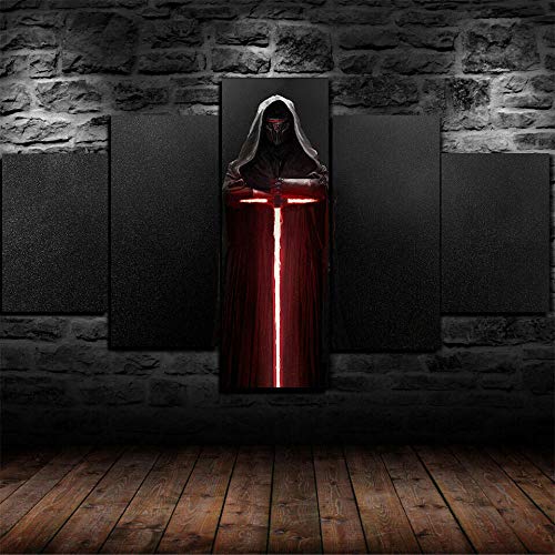 5 Piezas Lienzos Cuadros Pinturas Póster Kylo REN Lightsaber Planet Cuadros Modernos Impresión Imagen Artística El Arte De La Pared del Hogar Salón Oficina Mordern Decoración Sin Marco