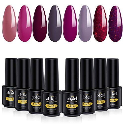 ab gel Otoño Invierno Gel Set de esmaltes de uñas - 8 colores Red Glitter Collection Soak Off UV LED Gel Polish Kit