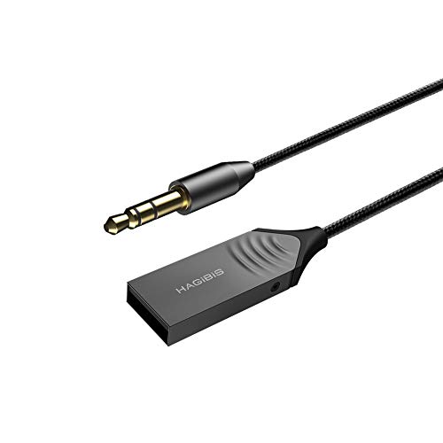 Adaptador Receptor Bluetooth para Coche, Adaptador con Conector Aux Jack 3,5mm Audio, Receptor para Auriculares Teléfono Televisión Y Hogar, Micrófono Incorporado