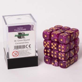 ADC Blackfire Entretenimiento 91725 D6 Cubo Dados Set, mármol Morado/Dorado, 36 x 12 mm