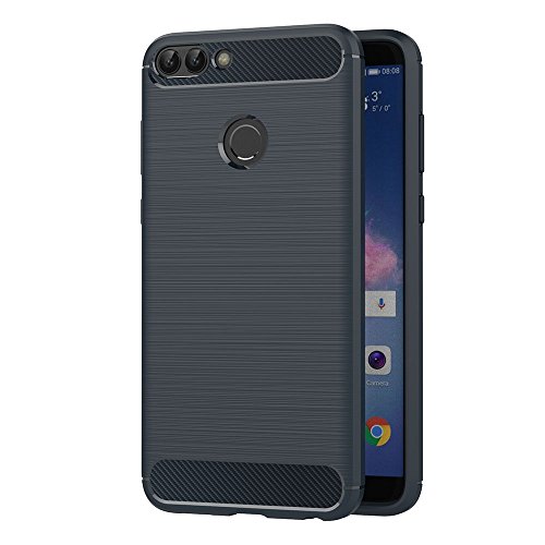 AICEK Funda Huawei P Smart, Azul Silicona Fundas para Huawei P Smart Carcasa Huawei P Smart Fibra de Carbono Funda Case (5,65 Pulgadas)