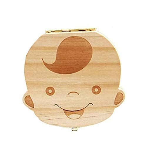 AIUIN 1X Caja Almacenamiento Madera Almacenaje Para Dientes De Leche Regalo de amor para Little Nephew Versión Español（Contiene pinzas pequeñas） (Niño)