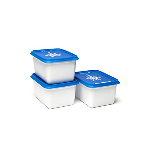Amuse Frischhaltedosen-Set Alaska, 3 x 1200ml Congelador, Azul, Blanco, 3 x 1200 ml
