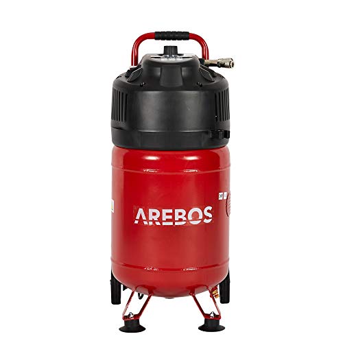 AREBOS Compresor de aire comprimido | 1500 W | 30 L | 10 bar | de pie | incl. 13 accesorios | 2 acoplamientos de conexión rápida | bajo mantenimiento | apagado automático