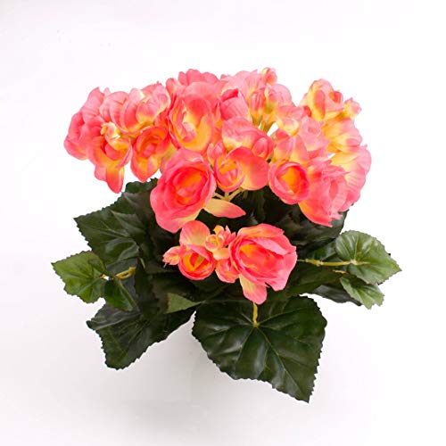 artplants.de Begonia Artificial con 27 Hojas, 9 Flores, Rosa, 20cm, Ø 20cm - Planta Decorativa - Flores Artificiales