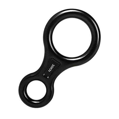 Asuthink 35 KN Figura 8 Rescue Descender, Descensor de 8 Anillos Montañismo Escalada Rappel Cuerda Descensor Anillo para Escalar Escalada de Cuerda de Descenso de Cuerda de Rappel - Negro