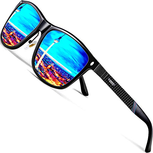 ATTCL Gafas De Sol Hombre Polarizadas Retro Estructura De metal Al-Mg 7001 Blue