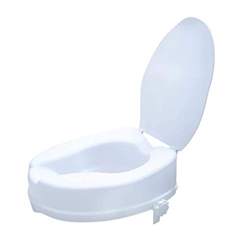 Aufun - Elevador de asiento de inodoro de 10 cm con tapa y asiento elevador de 10 cm de polipropileno, carga máxima 150 kg, para embarazadas y gente mayor, color blanco