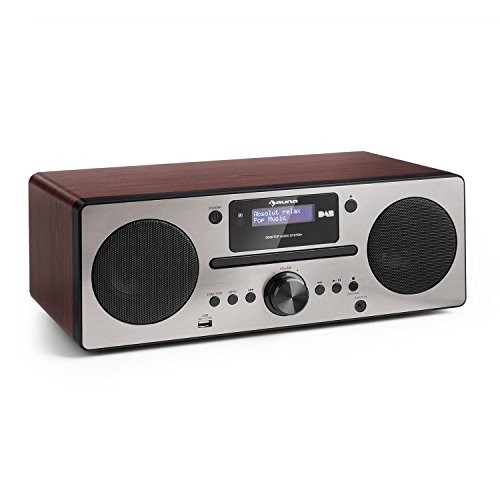 AUNA Harvard Equipo de música - Reproductor de CD - Receptor Dab/Dab+ - FM - Bluetooth - USB - AUX - Memoria 80 emisoras - Función RDS - Mando Distancia - Despertador - Nogal