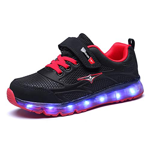 Axcer LED Zapatos Verano Ligero Transpirable Bajo 7 Colores USB Carga Luminosas Flash Deporte de Zapatillas con Luces Los Mejores Regalos para Niños Niñas Cumpleaños de Navidad Reyes Mango