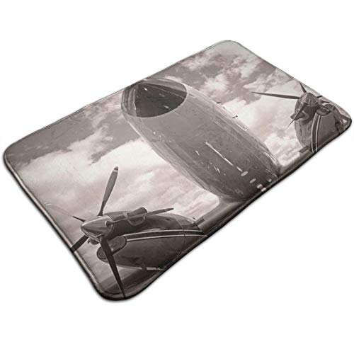 Bathroom Rugs Bath Mat Door Mats，Turboprop Airplane Nose Close Up View Cloudy Sky Aviation Historic，Rug for Inside Outdoor