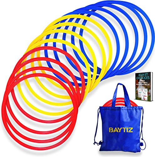 Baytiz | 13 Aros de Agilidad + Bolsa de Transporte - Entrenamiento para la Coordinación y Velocidad - Regalo para Fútbol Deporte Juego de Niños Mochita Supuesto Setos Almohadillas Tàcticas Entrenador