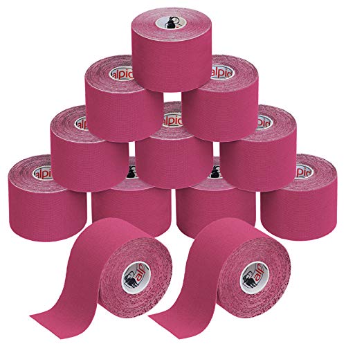 BB Sport 12 Rollos Cinta Kinesiología Tape 5 m x 5 cm Cinta Muscular E- Book Ejemplos Aplicación, Color:fucsia