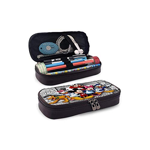 BBED Estuche para lápices de piel de gran capacidad, para escuela, oficina, estudiantes, organizador de papelería, bolsa organizadora de artículos de Disney, Mickey Mouse y Minnie Cartoon Friends