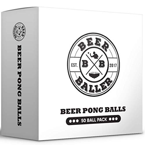 BeerBaller® Poletas de Beer Pong| 50 Pelotas de Tenis de Mesa con Logo Juego de Beber Cerveza Pong!