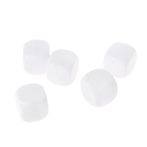 BELTI Dados en Blanco 5 uds 20mm Dados de acrílico en Blanco Blanco Chico DIY Escribir Pintura Graffiti Juegos Familiares