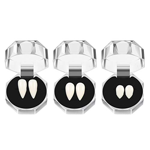 BESPORTBLE 3 Pares de Colmillos de Cosplay Colmillos de Hombre Lobo de Terror realistas Accesorios de Fiesta Dientes de Vampiro para Banquete de Fiesta de Baile de Halloween (13 mm + 15 mm + 17 mm)