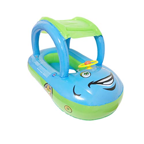 BESPORTBLE Asiento de Flotador de Bebé Inflable Barco Sombrilla de Verano Herramientas de Piscina Accesorios de Barco de Asiento de Flotador para Niña Niño Azul Y Verde