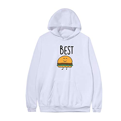 Best Friends Sudadera para Dos Chicas Mejores Amigos Hoodie BFF Pullover Sister Hoodie Ladies Sweatshirt Sudadera 1 Pieza Blanco-Best